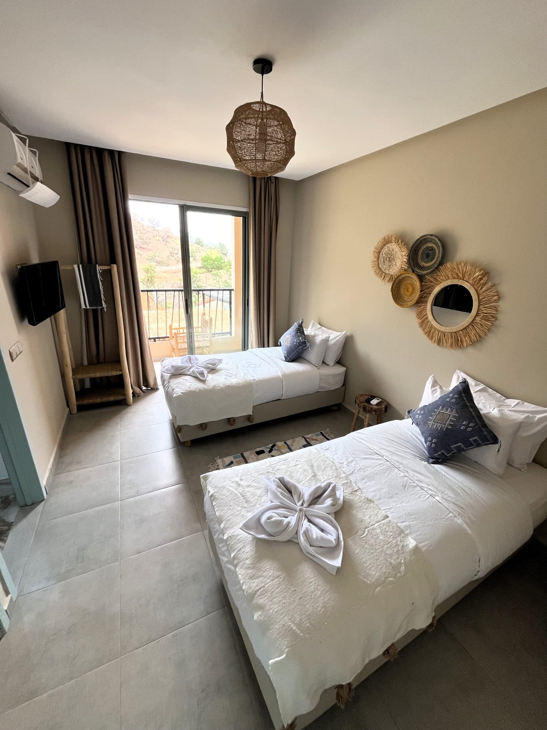A bright double room at the lodge