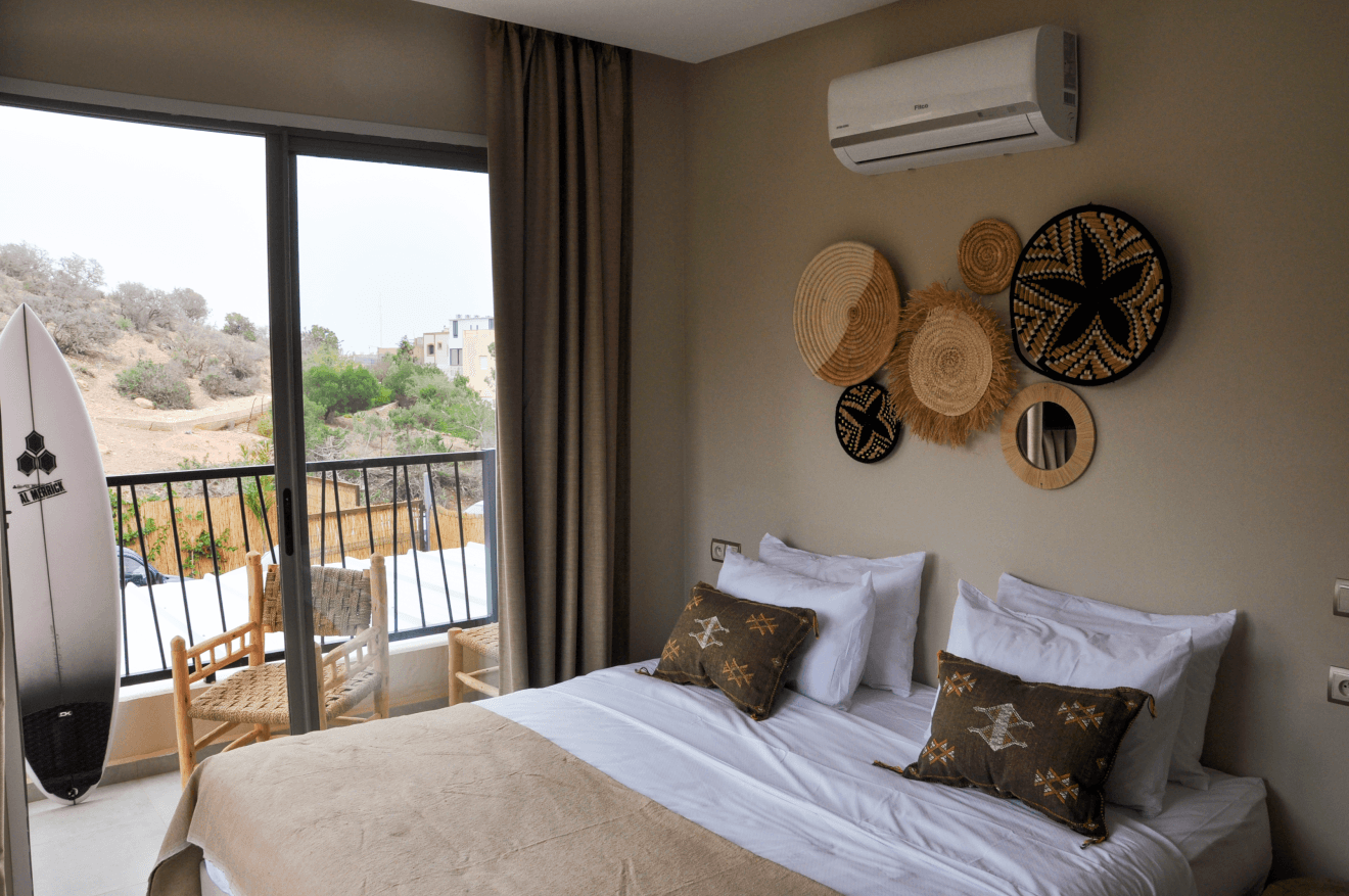 A double room with a balcony at the lodge
